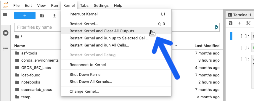 If the notebook is open, select Restart Kernel and Clear All Outputs from the Kernel menu.