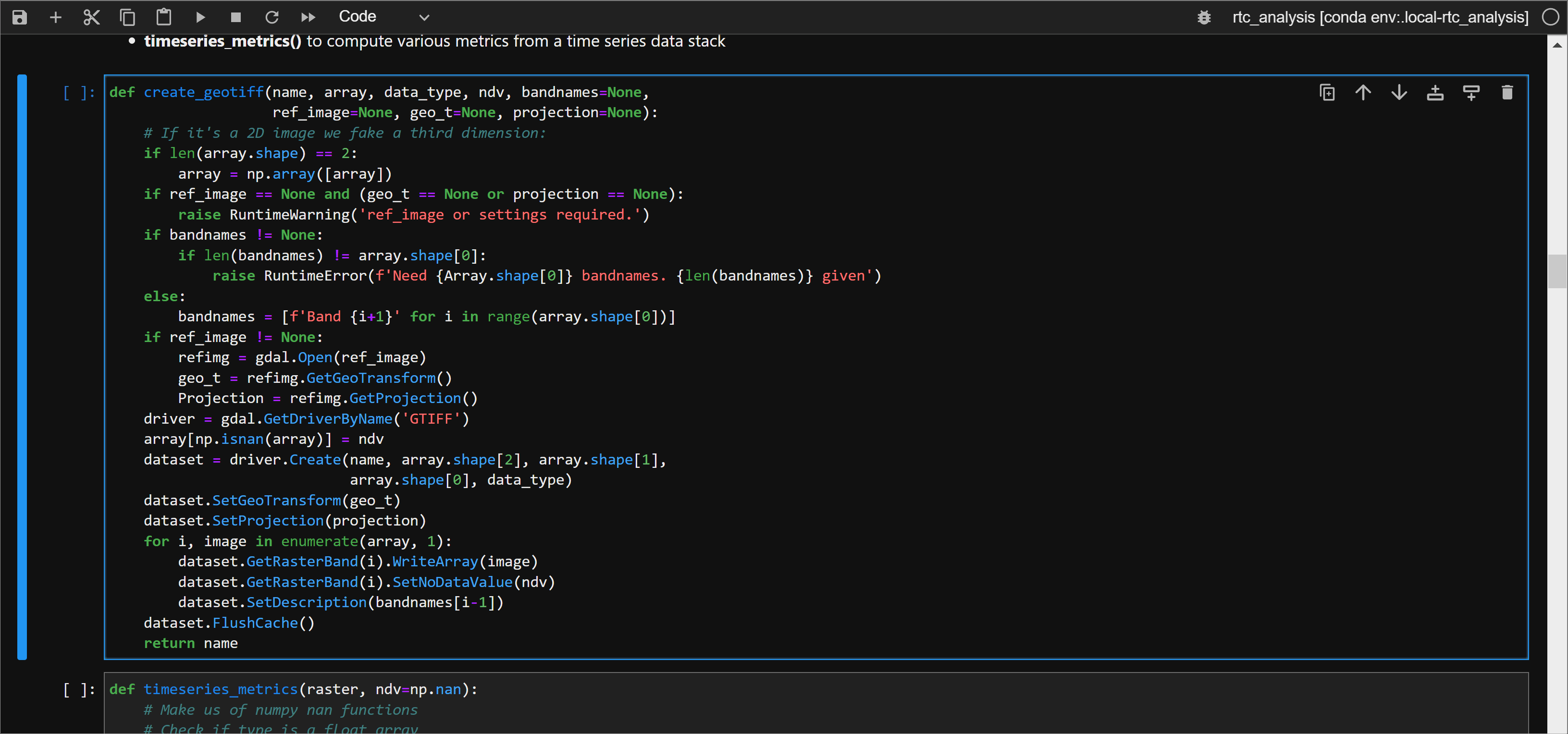 Selecting and running a code cell