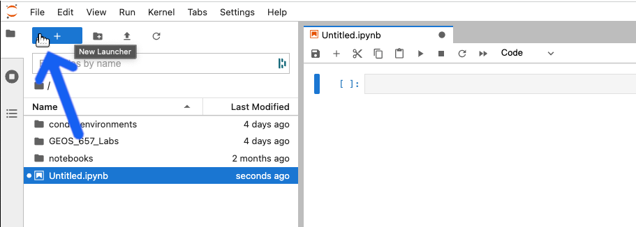 The JupyterLab New Launcher button