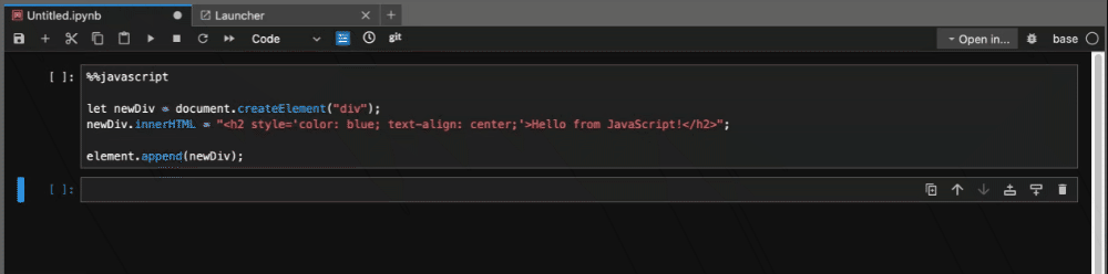 Jupyter Javascript magic example.