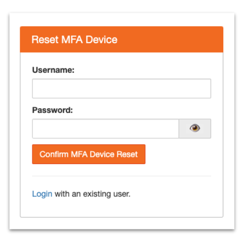 Complete the MFA reset form.