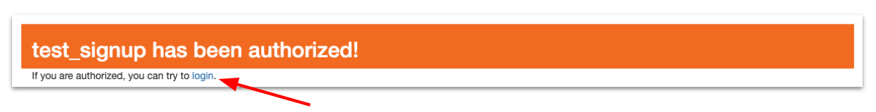 The authorization link will open to a message indicating successful account authorization. You can click the include link to login.